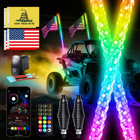 Viswiker front packaging showing two 3ft LED whips and included accessories for quick setup