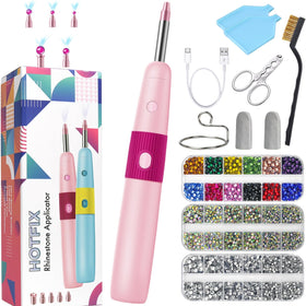 VIUCATE front view of pink cordless hotfix applicator kit showing device and boxes for quick setup