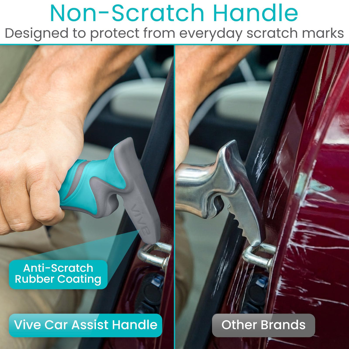Vive car handle installed in vehicle U‑shaped door latch for secure support