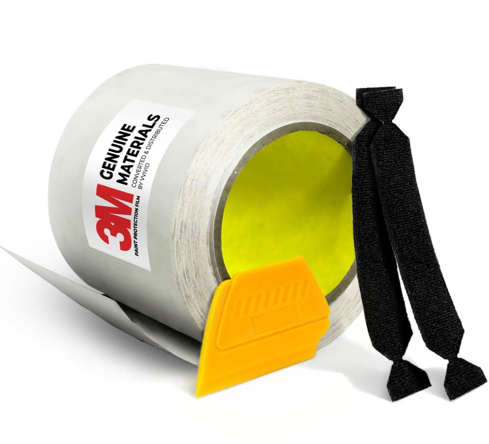 VViViD 3M clear film roll front view showing width and toolkit benefits
