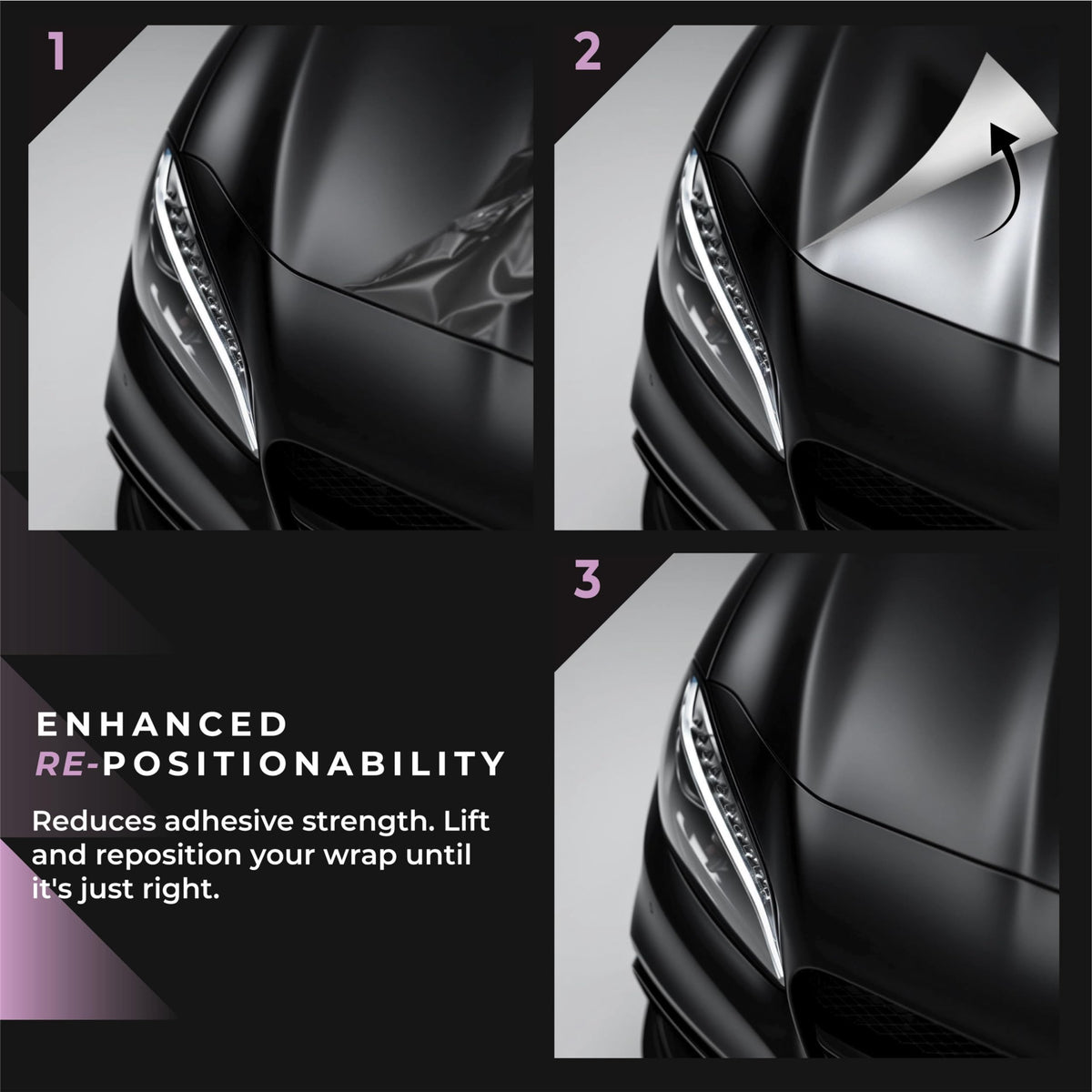 VViViD before and after repositioning vinyl illustrating improved alignment