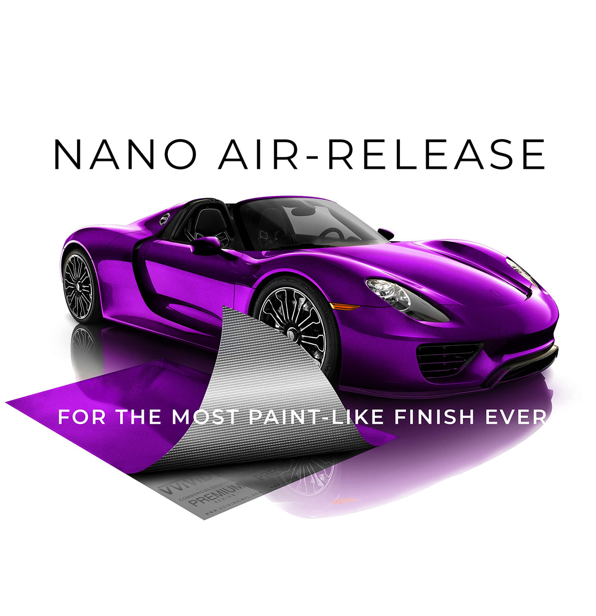 VViViD roll unwound to show adhesive face and vibrant purple color