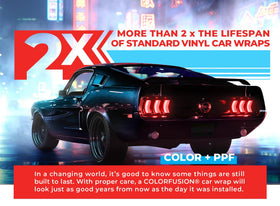 VViViD ColorFusion unrolled texture showing glossy surface and protection benefit