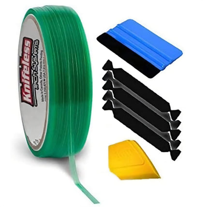 VViViD knifeless tape roll front view showing tape and included squeegee for precise cuts