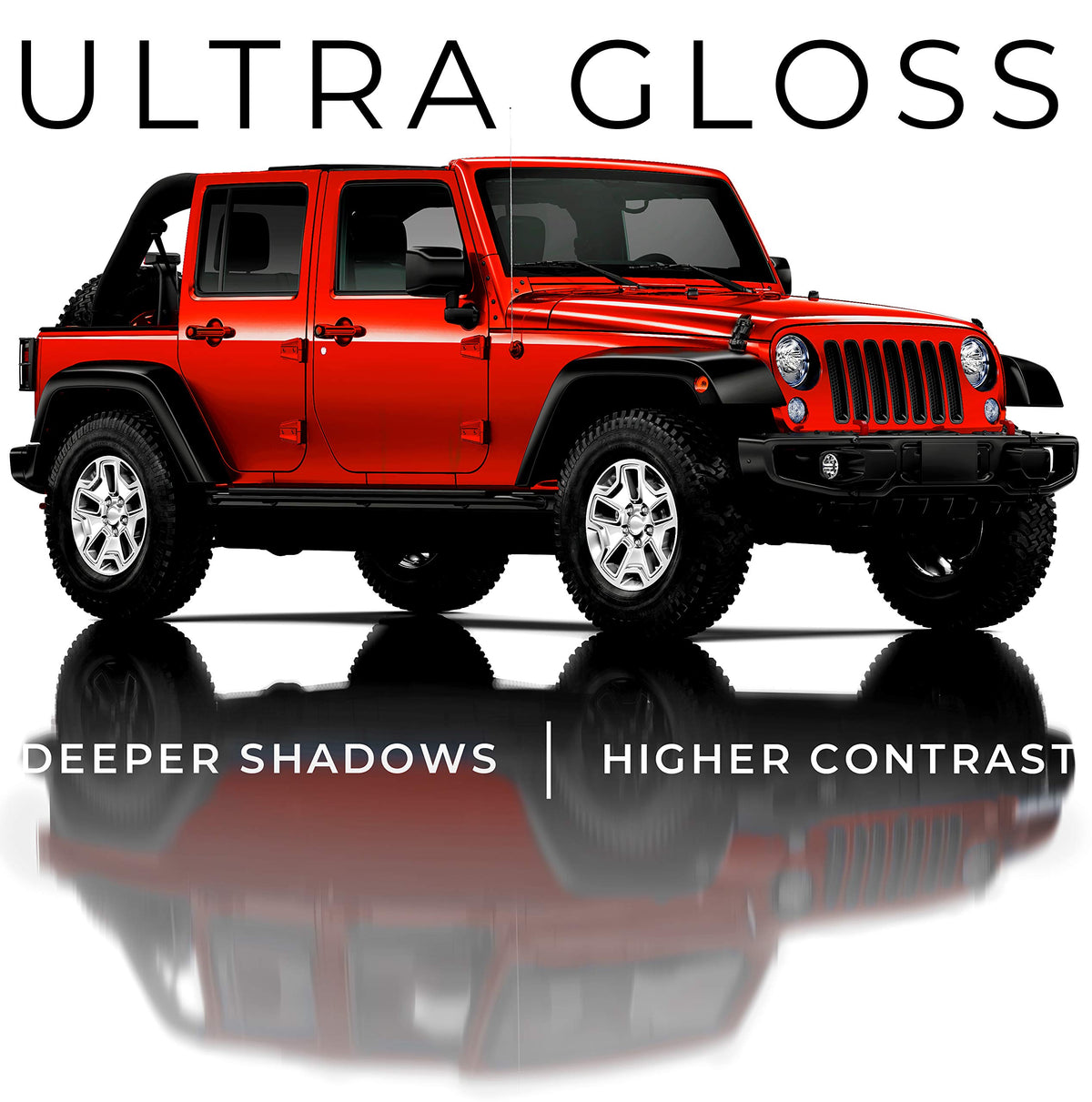 VViViD applied on a car hood demonstrating seamless red gloss
