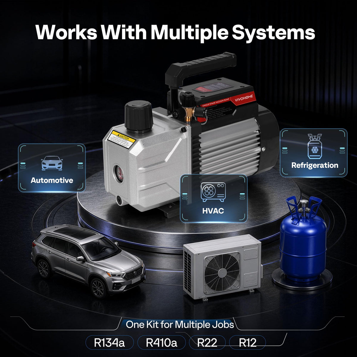 VIVOHOME kit accessories laid flat showing included adapters and oil convenience