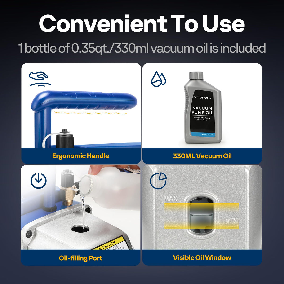VIVOHOME bottom drain valve close-up for fast, clean oil changes
