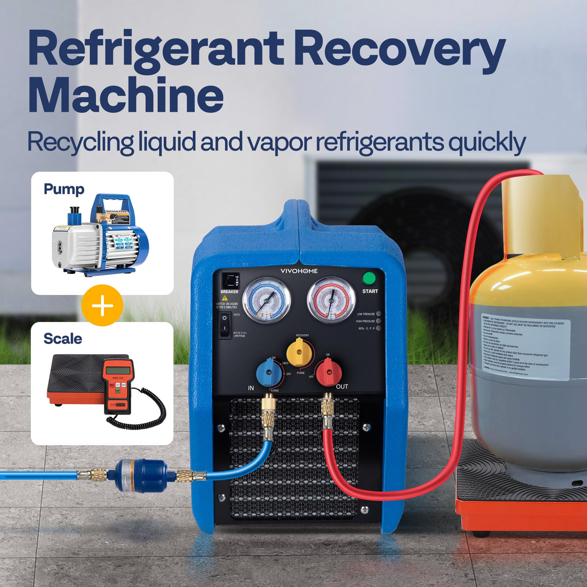 VIVOHOME close-up of oil-less piston compressor improving recovery speed