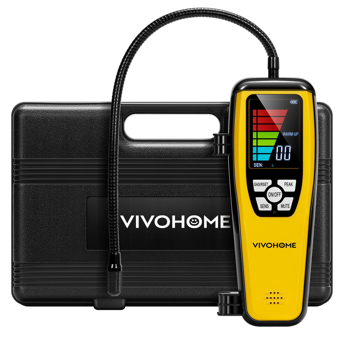 VIVOHOME front panel display showing alarms and sensitivity for fast diagnostics