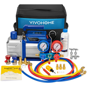 VIVOHOME front view showing pump and manifold for portable servicing