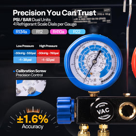VIVOHOME gauge dials with multi-refrigerant scales for easier measurement
