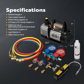 VIVOHOME pump and gauge connected to car A/C demonstrating on-site service