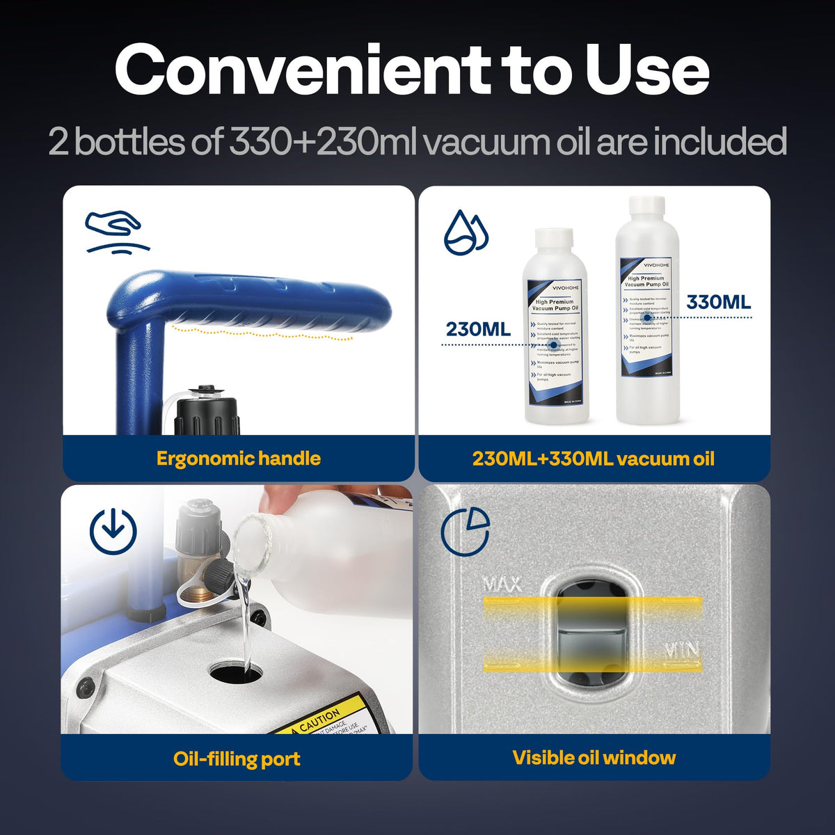 VIVOHOME inlet fittings detail with multiple adapters for versatility