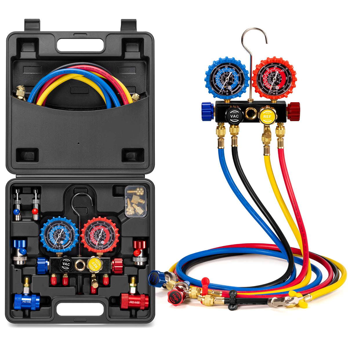 VIVOHOME manifold front view showing valves and gauges, robust control