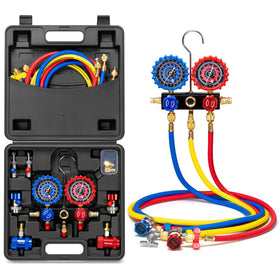 VIVOHOME front view of manifold gauge set showing controls and connections for accurate servicing