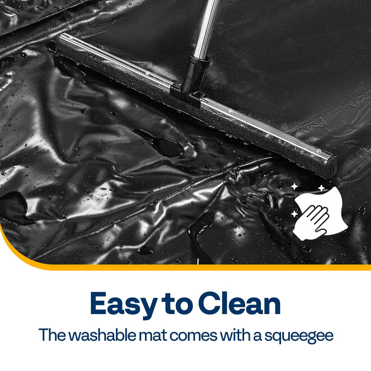 VIVOHOME mat being hosed clean for easy maintenance and quick drying