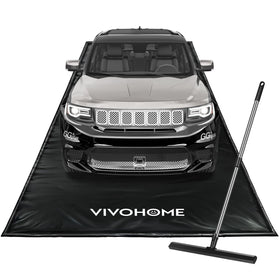 VIVOHOME front view of full mat protecting garage floor and preventing stains