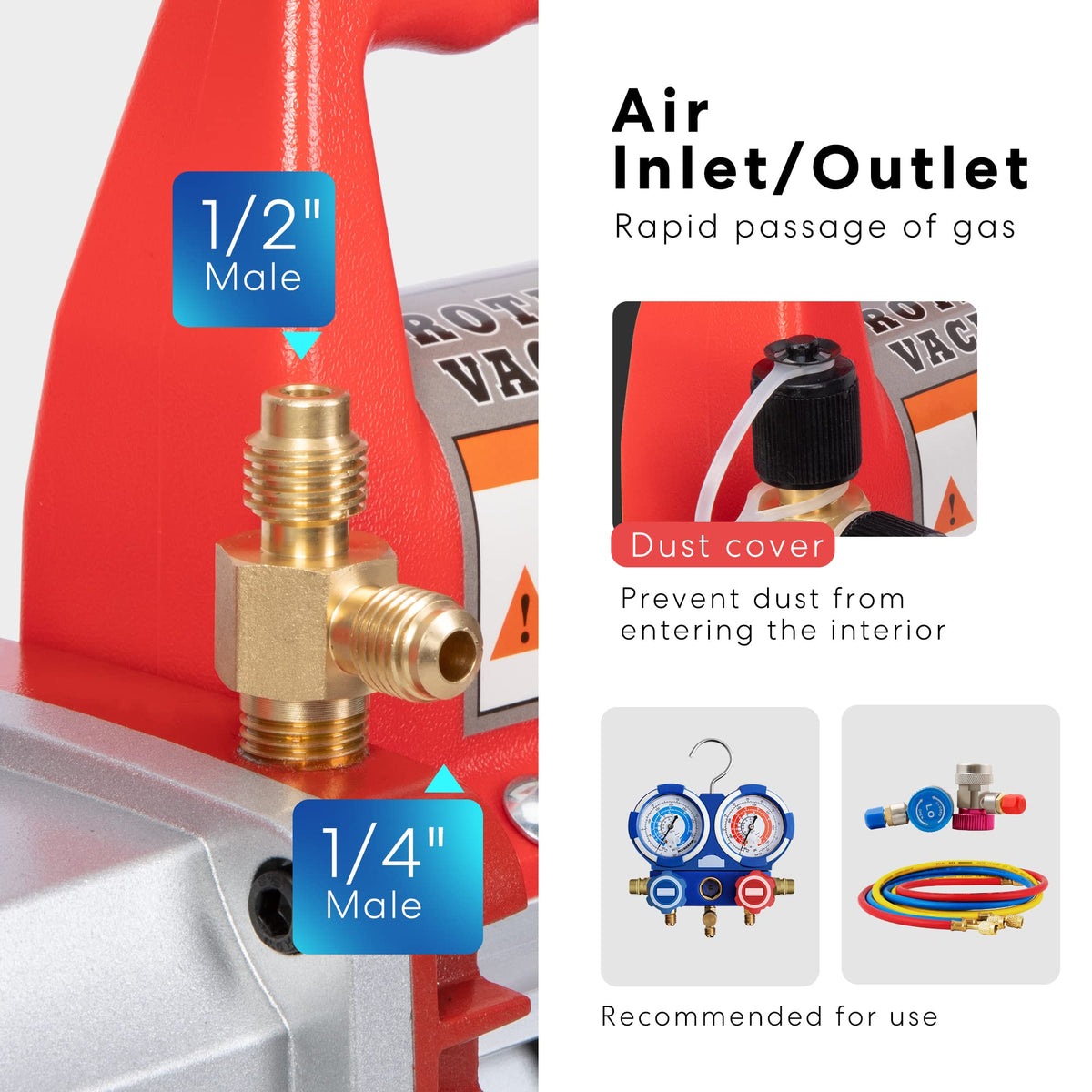 VIVOHOME oil sight glass detail for easy oil level checks and cleaner maintenance