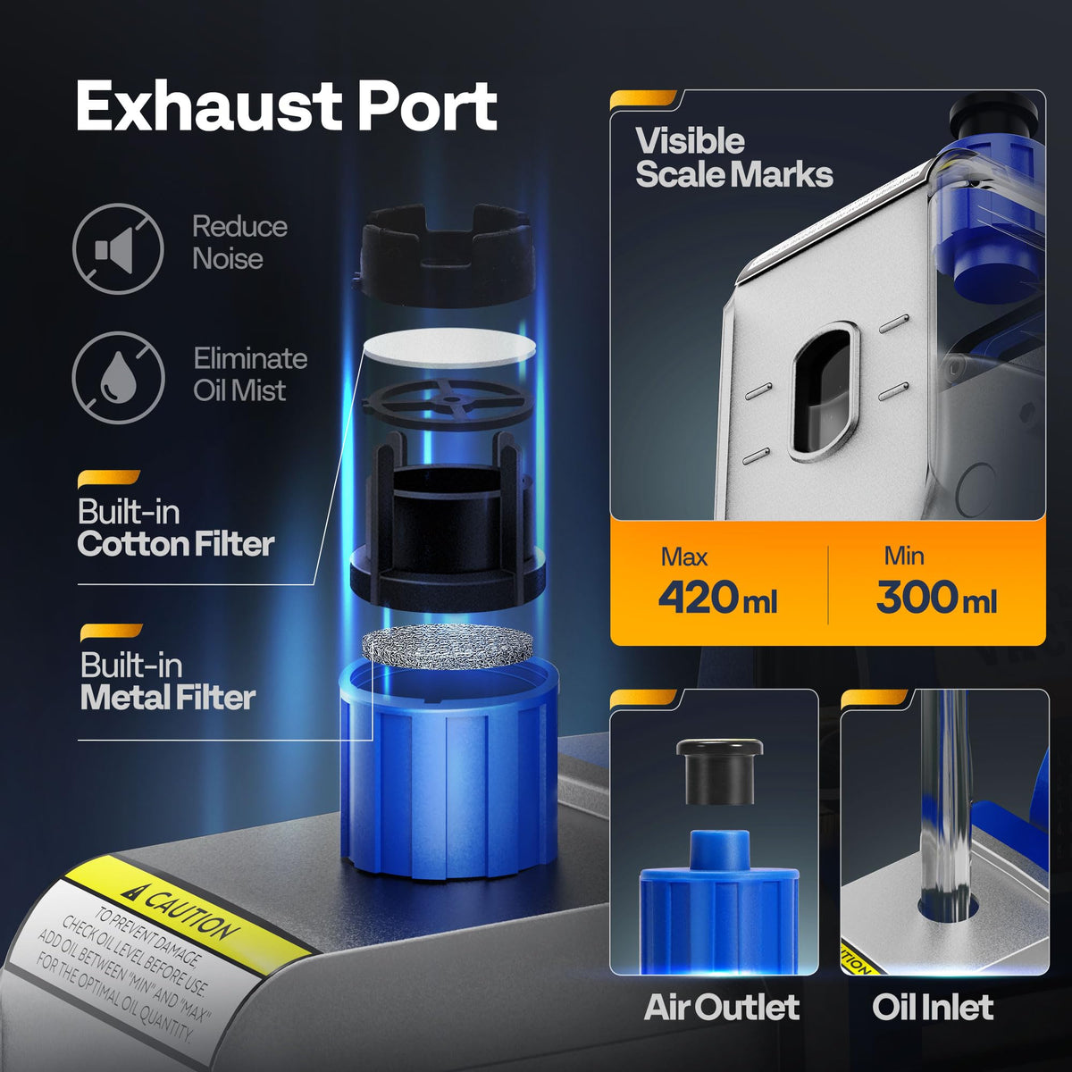 VIVOHOME oil view window visible for quick fluid level monitoring benefit