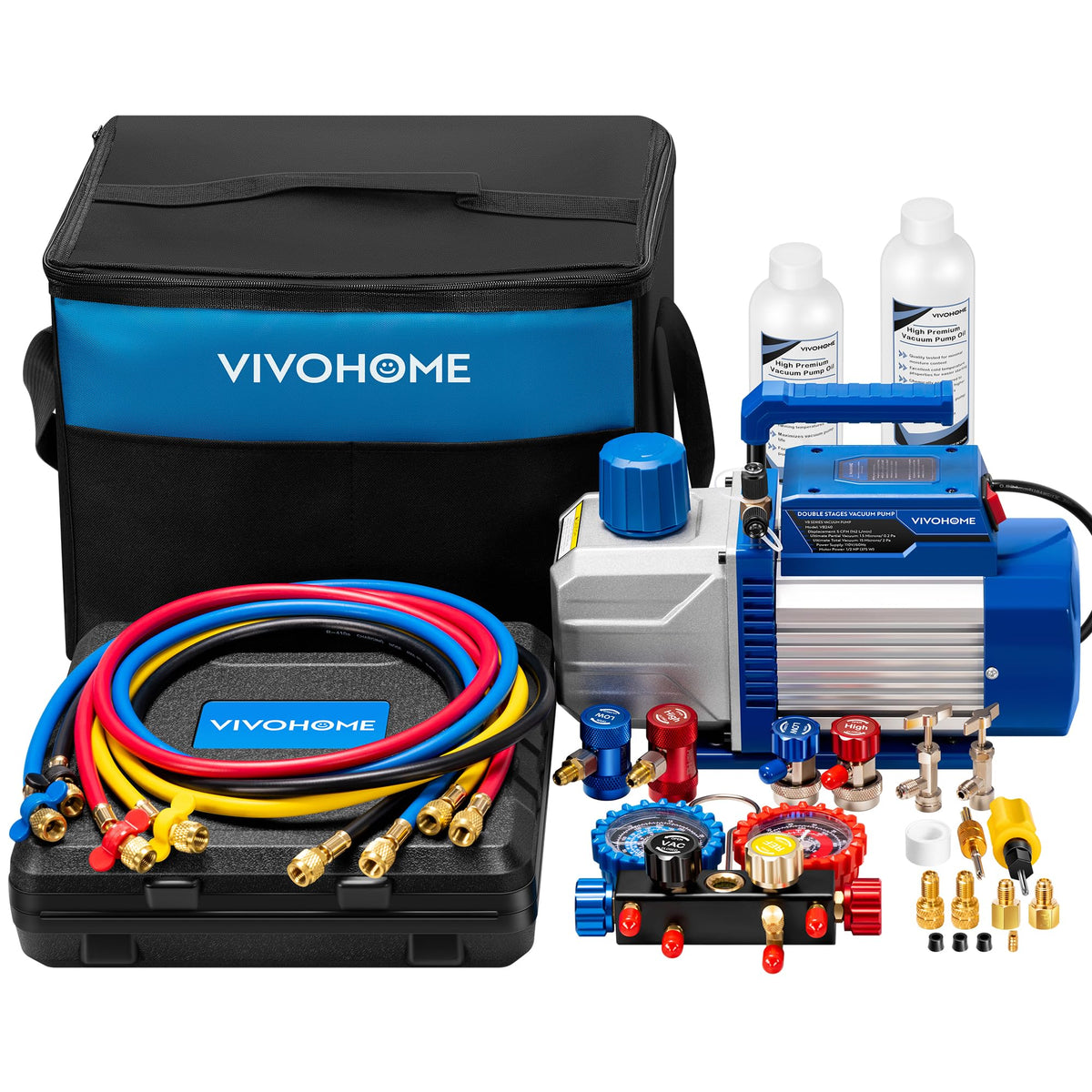 VIVOHOME pump and manifold set front view showing compact build and handle