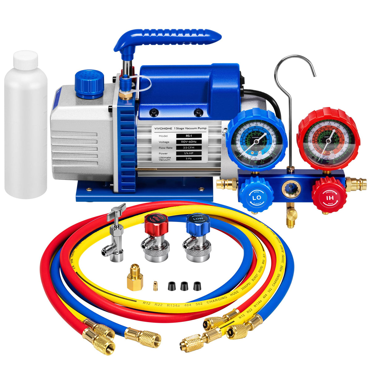 VIVOHOME pump and manifold front view showing compact kit and layout