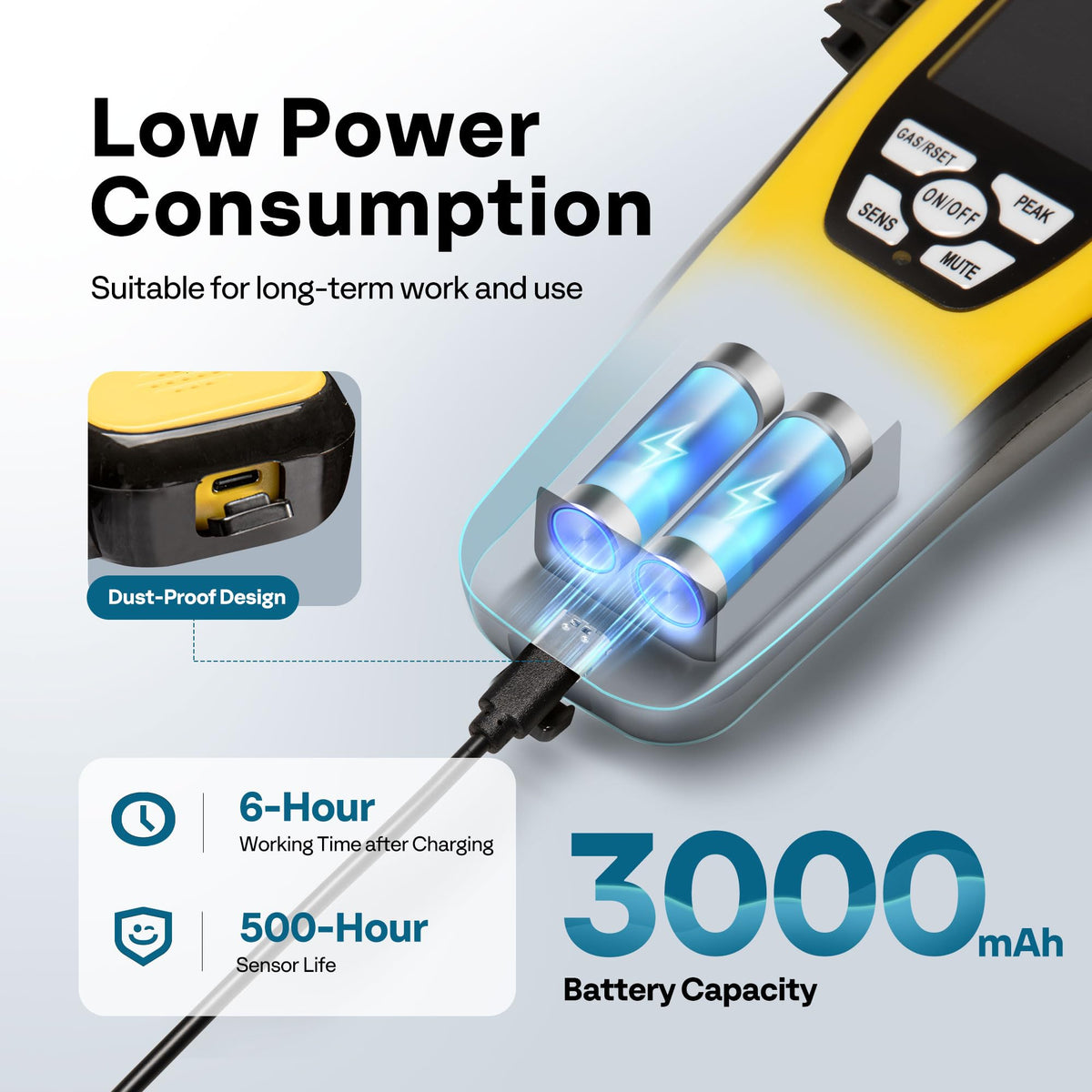 VIVOHOME rechargeable battery port demonstrating long runtime advantage