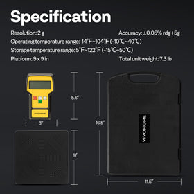 VIVOHOME scale next to a hand for size comparison showing portable convenience