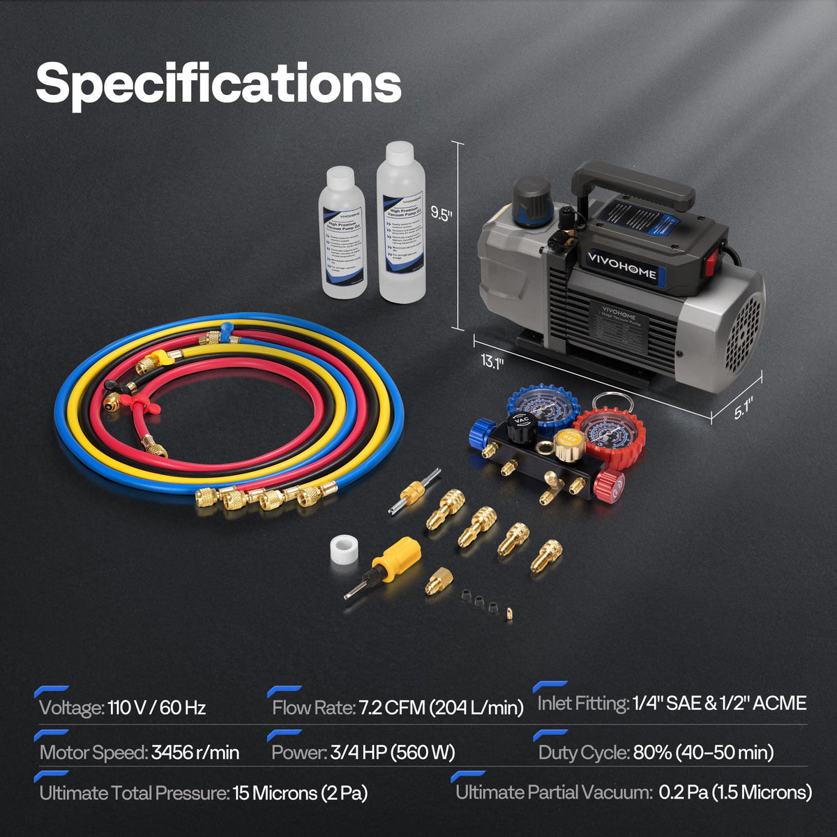 VIVOHOME pump beside a toolbox showing compact size and portability advantage