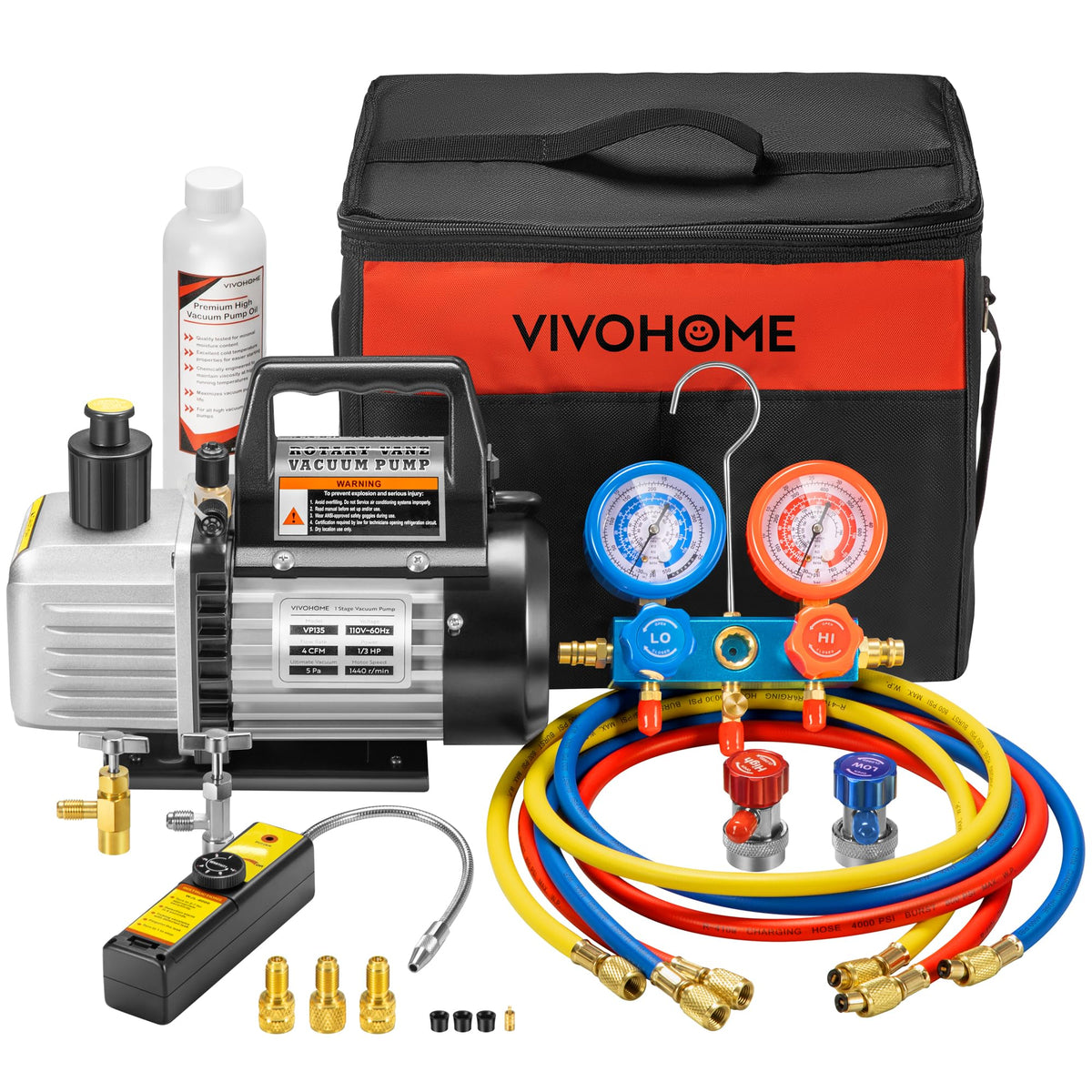 VIVOHOME pump front view showing compact housing and handle benefit portability