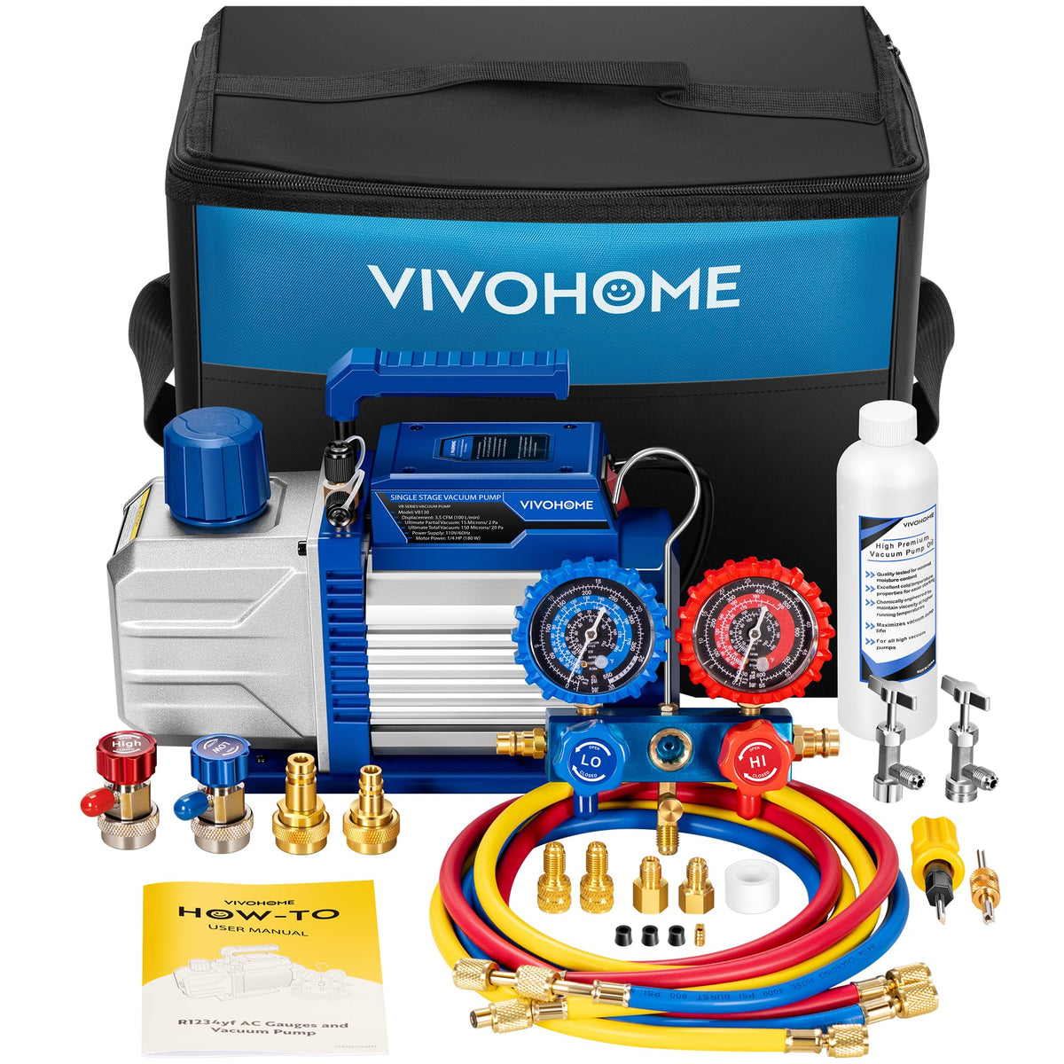 VIVOHOME pump front view showing controls and sparkless switch for safe use
