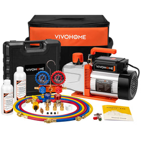 VIVOHOME VG front view showing pump and gauge set for fast evacuations