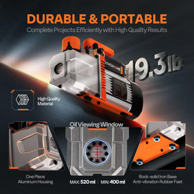 VIVOHOME VG beside a toolbox illustrating 19.3 lb portability benefit