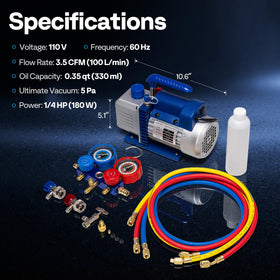 VIVOHOME pump and manifold on workbench servicing vehicle A/C for efficiency