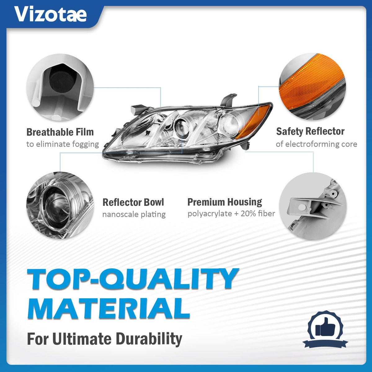 Vizotae rear housing with breathable film that controls interior humidity
