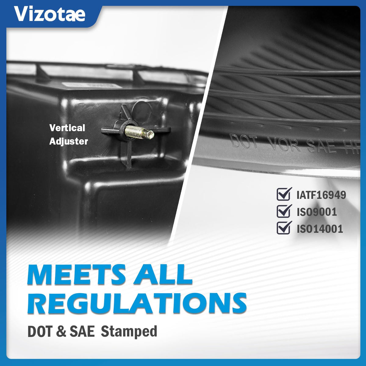 Vizotae low and high beam bulbs with plug-ready sockets for quick install