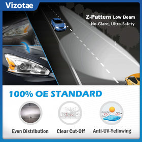 Vizotae headlight beside ruler showing exact replacement dimensions