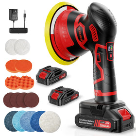 Vkdemer front view of cordless buffer polisher showing compact ergonomic design and power