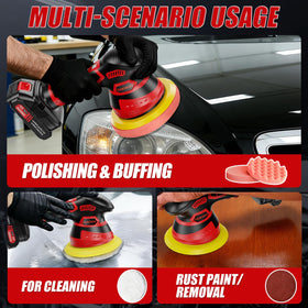 Vkdemer polishing a car hood in use demonstrating fast scratch and swirl reduction