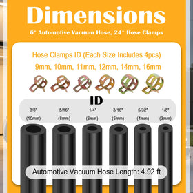 VKQTS close view of hose diameter labels showing sizes for accurate selection