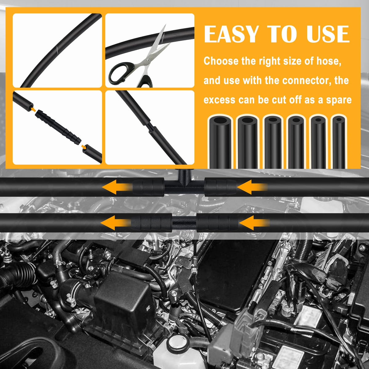 VKQTS example engine installation showing hoses routed for reliable sealing benefit