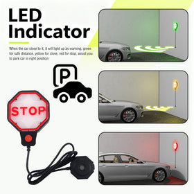 VKQTS mounted on garage wall behind car providing accurate parking aid