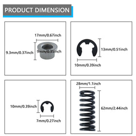 VKVXCLON arranged bushings and gaskets showing fit pieces that reduce play