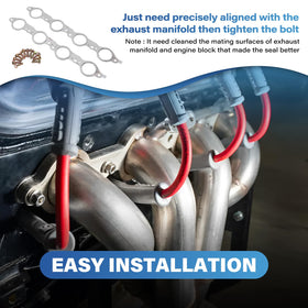 VKVXCLON gasket installed on exhaust manifold, demonstrates correct fitment benefit