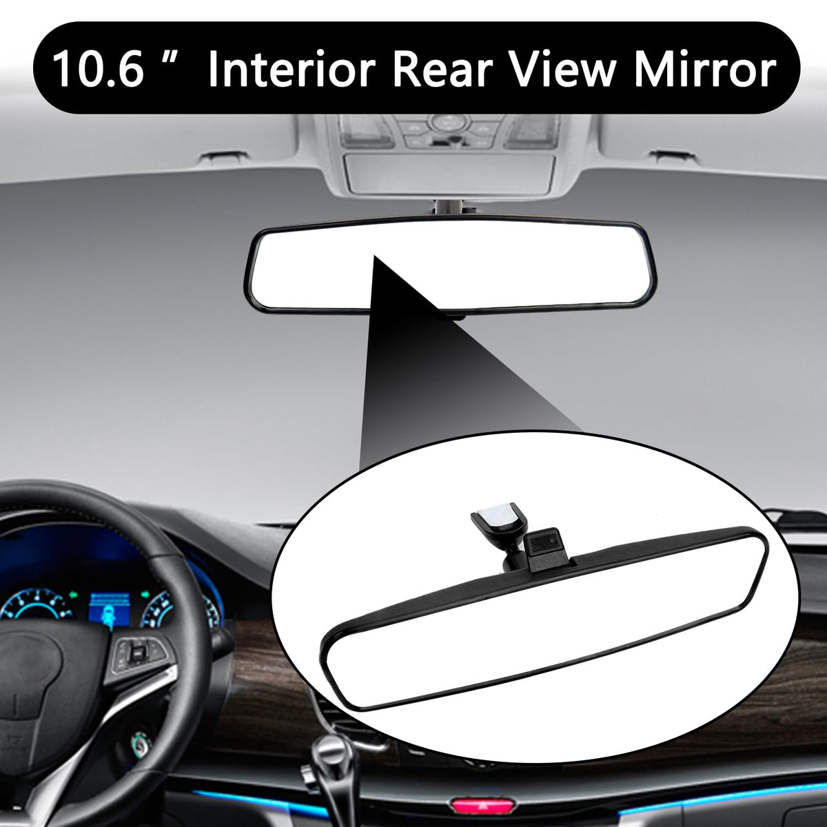 VKVXCLON mirror mounted inside car demonstrating enhanced rear visibility and safety