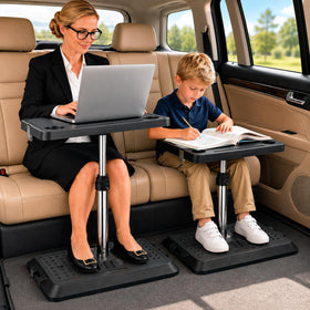 VKWJYOS front view of tray table showing full surface and benefits of a stable workspace