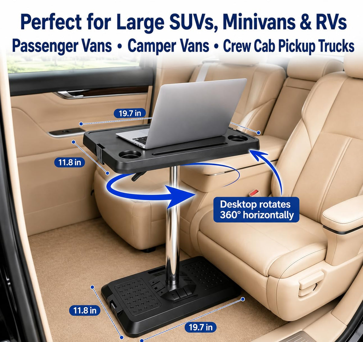 VKWJYOS wide base on vehicle floor illustrating stability and steady support