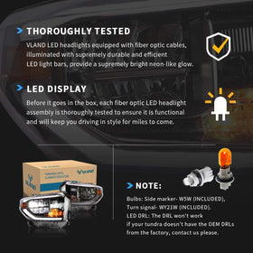 VLAND ACC harness and connectors included to enable DRL function easily