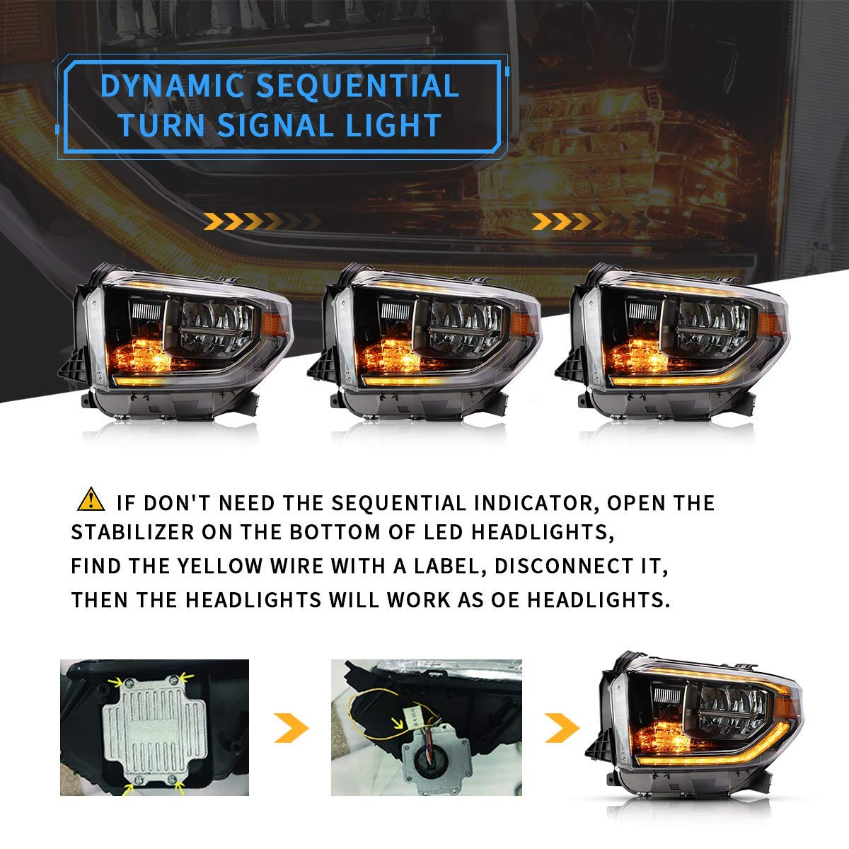 VLAND sequential amber LED row demonstrating visible signaling for added safety