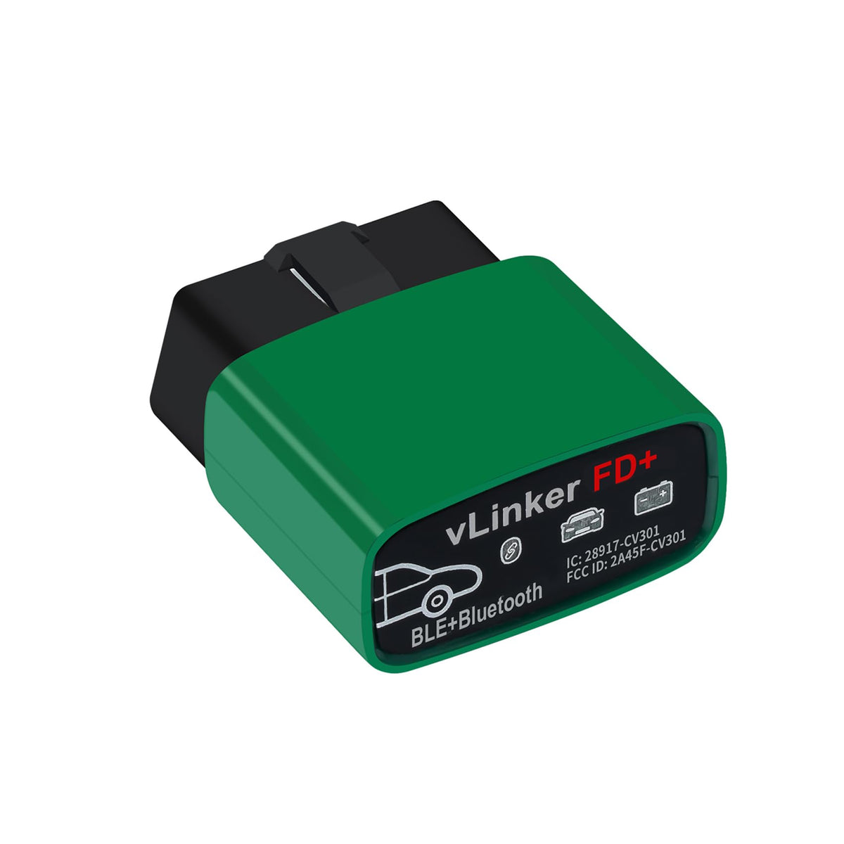 vLinker FD+ front view showing compact adapter and durable casing for easy storage
