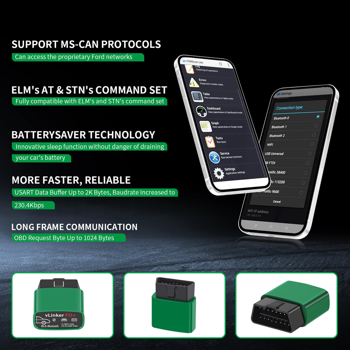 vLinker FD+ next to car keys showing compact size for convenient portability